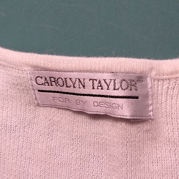 Carolyn Taylor White XL Embroidered V-Neck Short Sleeve Sweater - Picture 2 of 7